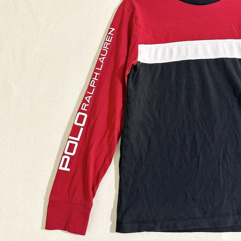 Polo Ralph Lauren T-Shirt Boys Youth Size (14-16) Long Sleeve Red/Black/White